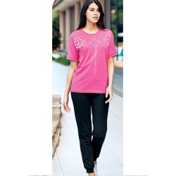 بيجاما نسائي اكمام قصيرة لون زهري FTS-F8054-PEM بيجاما نسائي اكمام قصيرة لون زهري FTS-F8054-PEM