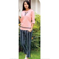 بيجاما نسائي اكمام قصيرة لون بودرة FTS-F8061-PUD