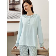 بيجاما نسائي اكمام طويلة لون ازرق FTS-C583-MAV