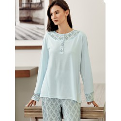 بيجاما نسائي اكمام طويلة لون ازرق FTS-C583-MAV بيجاما نسائي اكمام طويلة لون ازرق FTS-C583-MAV