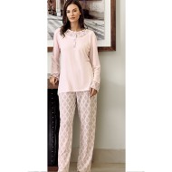 بيجاما نسائي اكمام طويلة لون زهري FTS-C583-PEM