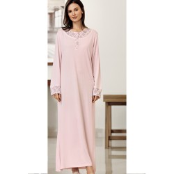 ثوب نسائي اكمام طويلة لون زهري FTS-C584-PEM