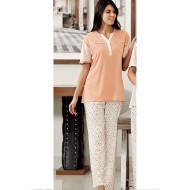 بيجاما نسائي اكمام قصيرة لون بودرة FTS-C585-PUD