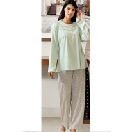 بيجاما نسائي اكمام طويلة لون اخضر-مائي FTS-C586-SU-YEL