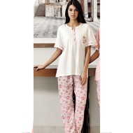 بيجاما نسائي اكمام قصيرة لون سكري FTS-C587-EKR