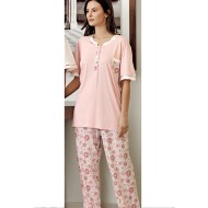 بيجاما نسائي اكمام قصيرة لون زهري FTS-C587-PEM