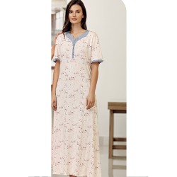 ثوب نسائي اكمام قصيرة اللون النيلي FTS-C588-IND