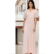 ثوب نسائي اكمام قصيرة لون بودرة FTS-C589-PUD