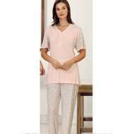 بيجاما نسائي اكمام قصيرة لون بودرة FTS-C590-PUD