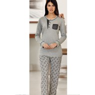 بيجاما نسائي اكمام قصيرة لون رمادي FTS-F7018-GRI