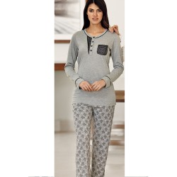 بيجاما نسائي اكمام قصيرة لون رمادي FTS-F7018-GRI بيجاما نسائي اكمام قصيرة لون رمادي FTS-F7018-GRI