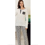 بيجاما نسائي اكمام قصيرة لون ثلجي FTS-F7018-KRM