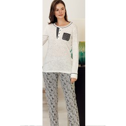 بيجاما نسائي اكمام قصيرة لون ثلجي FTS-F7018-KRM بيجاما نسائي اكمام قصيرة لون ثلجي FTS-F7018-KRM