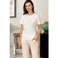 بيجاما نسائي اكمام قصيرة لون سكري FTS-F7022-EKR