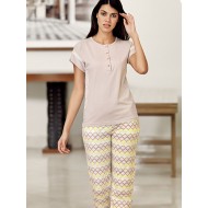 بيجاما نسائي اكمام قصيرة لون رمادي FTS-F7027-GRİ