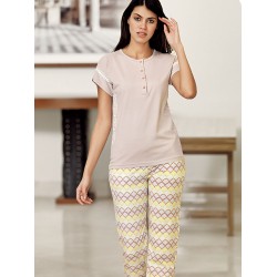 بيجاما نسائي اكمام قصيرة لون رمادي FTS-F7027-GRİ بيجاما نسائي اكمام قصيرة لون رمادي FTS-F7027-GRİ