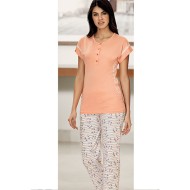 بيجاما نسائي اكمام قصيرة لون بودرة FTS-F7027-PUD