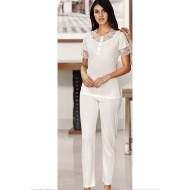 بيجاما نسائي اكمام قصيرة لون سكري FTS-F7061-EKR