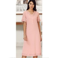 ثوب نسائي اكمام قصيرة لون زهري FTS-F7063-PEM