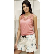 بيجاما نسائي شورت بدون اكمام لون بودرة FTS-F8000-PUD