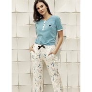 بيجاما نسائي اكمام قصيرة لون ازرق FTS-F8003-MAV