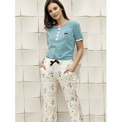 بيجاما نسائي اكمام قصيرة لون ازرق FTS-F8003-MAV بيجاما نسائي اكمام قصيرة لون ازرق FTS-F8003-MAV