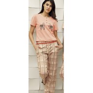 بيجاما نسائي اكمام قصيرة لون السلمون FTS-F8004-SOM