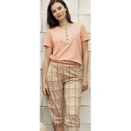 بيجاما نسائي كابري اكمام قصيرة لون السلمون FTS-F8006-SOM