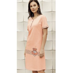 ثوب نسائي اكمام قصيرة لون السلمون FTS-F8007-SOM