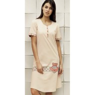 ثوب نسائي اكمام قصيرة لون قهوة-الحليب FTS-F8007-SUT