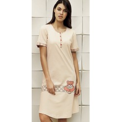 ثوب نسائي اكمام قصيرة لون قهوة-الحليب FTS-F8007-SUT