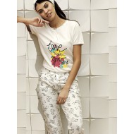 بيجاما نسائي اكمام قصيرة لون سكري FTS-F8008-EKR