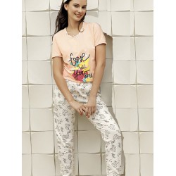 بيجاما نسائي اكمام قصيرة لون السلمون FTS-F8008-SOM بيجاما نسائي اكمام قصيرة لون السلمون FTS-F8008-SOM