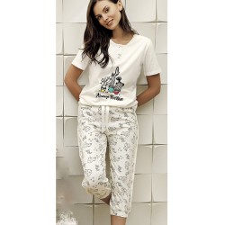 بيجاما نسائي كابري اكمام قصيرة لون سكري FTS-F8009-EKR بيجاما نسائي كابري اكمام قصيرة لون سكري FTS-F8009-EKR