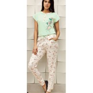بيجاما نسائي اكمام قصيرة لون اخضر-مائي FTS-F8013-SU-YEL