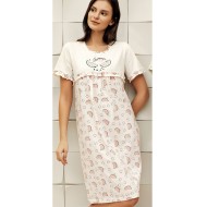 ثوب نسائي اكمام قصيرة لون سكري FTS-F8015-EKR