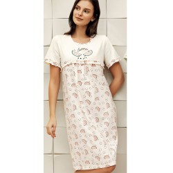 ثوب نسائي اكمام قصيرة لون سكري FTS-F8015-EKR