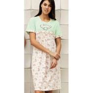 ثوب نسائي اكمام قصيرة لون اخضر-مائي FTS-F8015-SU-YEL