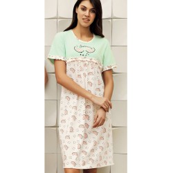 ثوب نسائي اكمام قصيرة لون اخضر-مائي FTS-F8015-SU-YEL