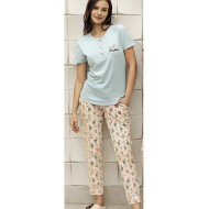 بيجاما نسائي اكمام قصيرة لون ازرق FTS-F8016-MAV