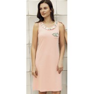 ثوب نسائي بدون اكمام لون زهري FTS-F8017-PEM