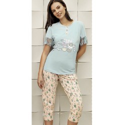 بيجاما نسائي كابري اكمام قصيرة لون ازرق FTS-F8018-MAV بيجاما نسائي كابري اكمام قصيرة لون ازرق FTS-F8018-MAV