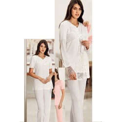 بيجاما نسائي 3 قطع لون سكري FTS-F8020-EKR بيجاما نسائي 3 قطع لون سكري FTS-F8020-EKR