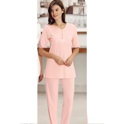 بيجاما نسائي اكمام قصيرة لون السلمون FTS-F8021-SOM بيجاما نسائي اكمام قصيرة لون السلمون FTS-F8021-SOM