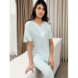 بيجاما نسائي اكمام قصيرة لون اخضر-نعناعي FTS-F8021-YEL-NAN بيجاما نسائي اكمام قصيرة لون اخضر-نعناعي FTS-F8021-YEL-NAN