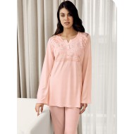 بيجاما نسائي اكمام طويلة لون السلمون FTS-F8022-SOM
