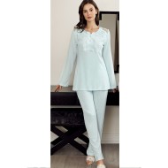 بيجاما نسائي اكمام طويلة لون اخضر-نعناعي FTS-F8022-YEL-NAN