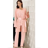 بيجاما نسائي 3 قطع لون السلمون FTS-F8025-SOM