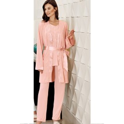 بيجاما نسائي 3 قطع لون السلمون FTS-F8025-SOM بيجاما نسائي 3 قطع لون السلمون FTS-F8025-SOM