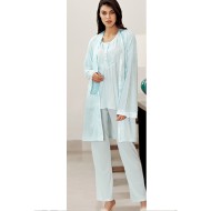 بيجاما 3 قطع نسائي اكمام طويلة لون اخضر-نعناعي FTS-F8025-YEL-NAN